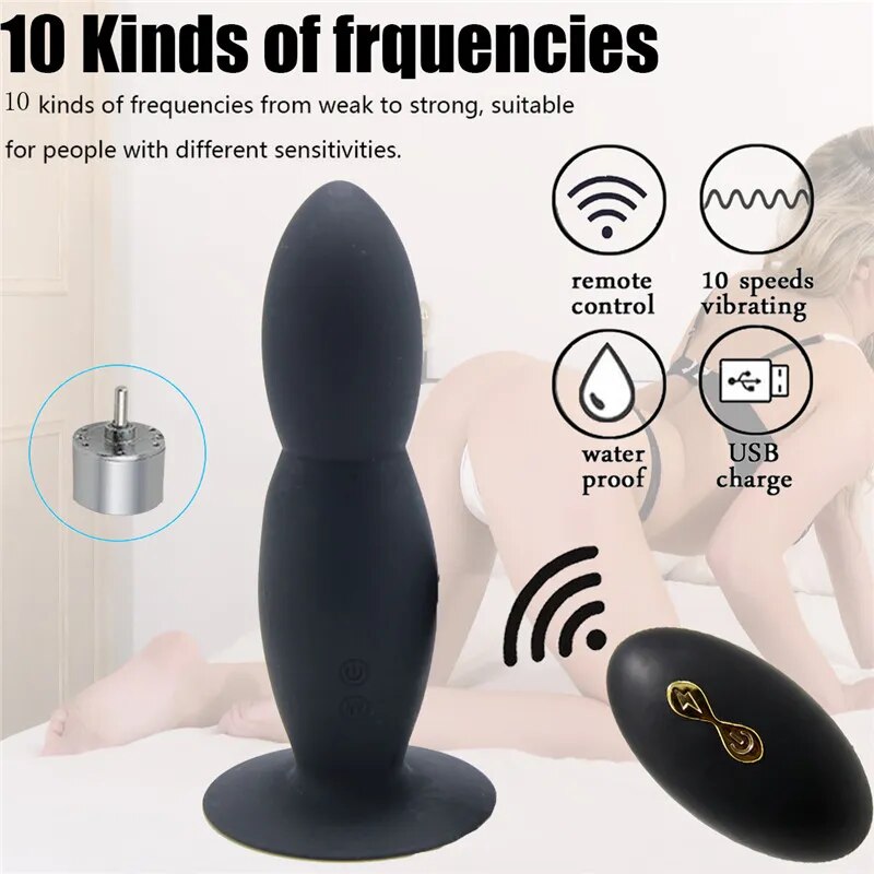 Prostate Vibration Massager for Man Anal Plug Remote Control Anal Waterproof Power Motor Mode Hip Silicone Adult Toys for Woman