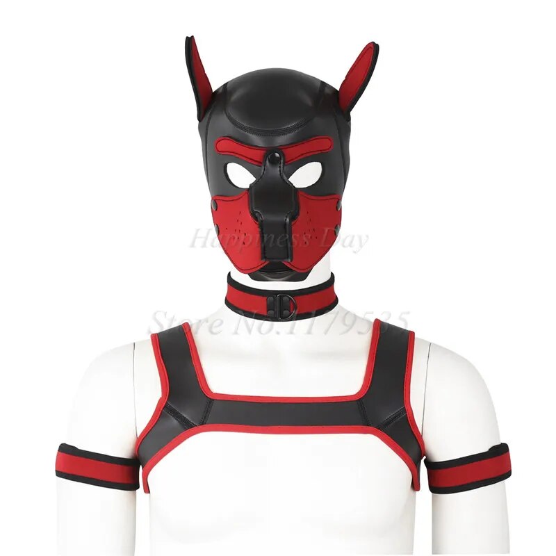 Puppy Play Dog Bondage Hood Mask Collar Armband Cosplay Fantasy Harness Bondage Sexy Set Adult Games Slave Pup Role Play Couples