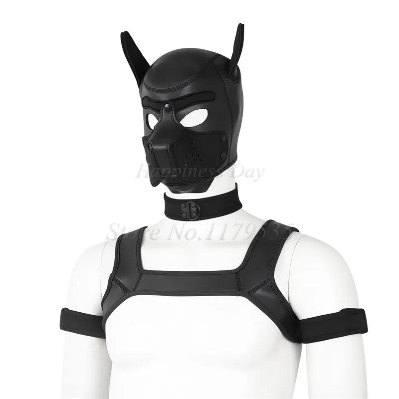 Puppy Play Dog Bondage Hood Mask Collar Armband Cosplay Fantasy Harness Bondage Sexy Set Adult Games Slave Pup Role Play Couples