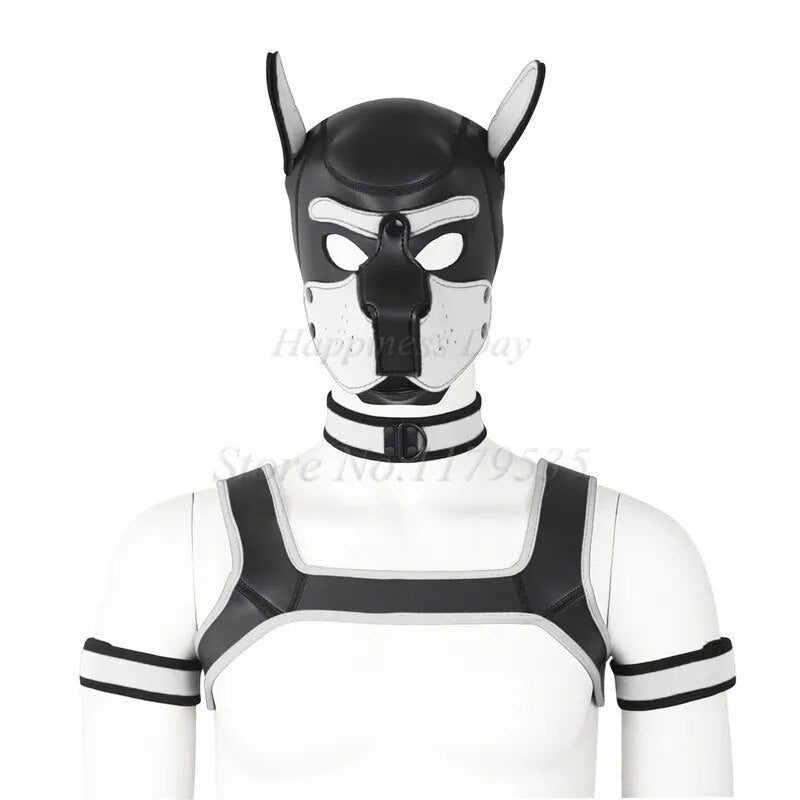 Puppy Play Dog Bondage Hood Mask Collar Armband Cosplay Fantasy Harness Bondage Sexy Set Adult Games Slave Pup Role Play Couples