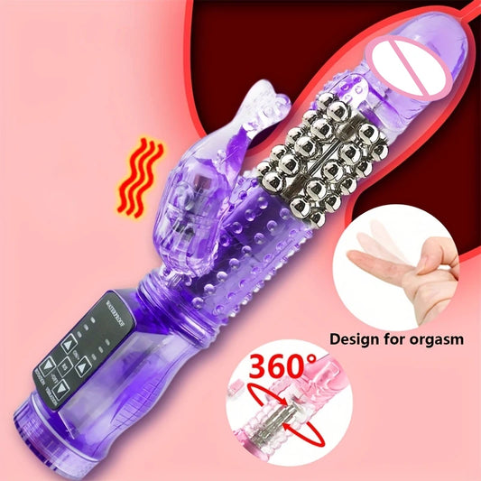 Rabbit Vibrator 10 Speed Vibration 6 Mode Rotation Female Pleasure Finger Vibrator Sex Toy for Women Vagina Dildo Masturbation