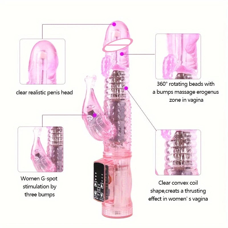 Rabbit Vibrator 10 Speed Vibration 6 Mode Rotation Female Pleasure Finger Vibrator Sex Toy for Women Vagina Dildo Masturbation