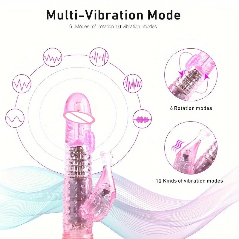 Rabbit Vibrator 10 Speed Vibration 6 Mode Rotation Female Pleasure Finger Vibrator Sex Toy for Women Vagina Dildo Masturbation