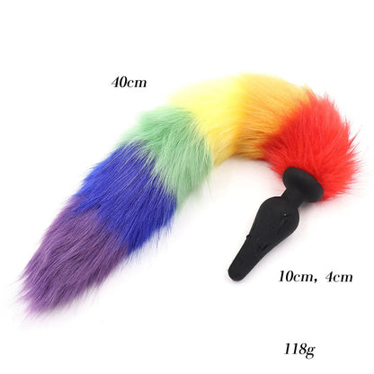 Rainbow Fox Tail LGBT Cat Tails Butt Anal Plug Sex Toy Couple Doggy Bullet Butt Plug G Spot Lover Products Sex Game BDSM