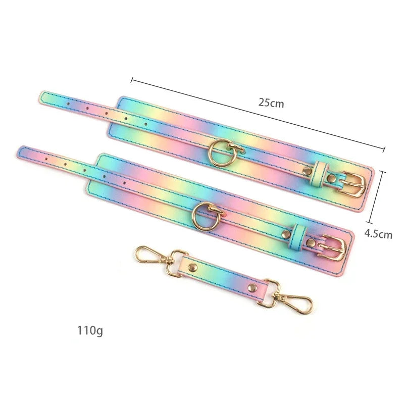 Rainbow Handcuffs For Sex Ankle Cuff Restraints Bondage Bracelet BDSM Woman Erotic Adult Sex Toys For Couples Exotic Accessories