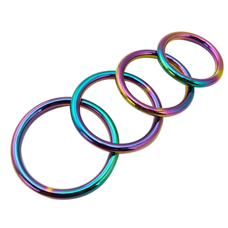 Rainbow male Ball Scrotum Stretcher colorful metal penis lock cock Ring bondage restraint Delay ejaculation BDSM Sex Toy for man