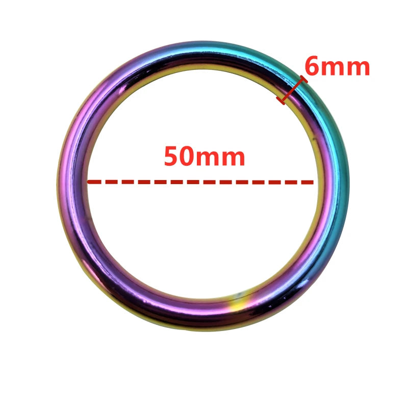 Rainbow male Ball Scrotum Stretcher colorful metal penis lock cock Ring bondage restraint Delay ejaculation BDSM Sex Toy for man