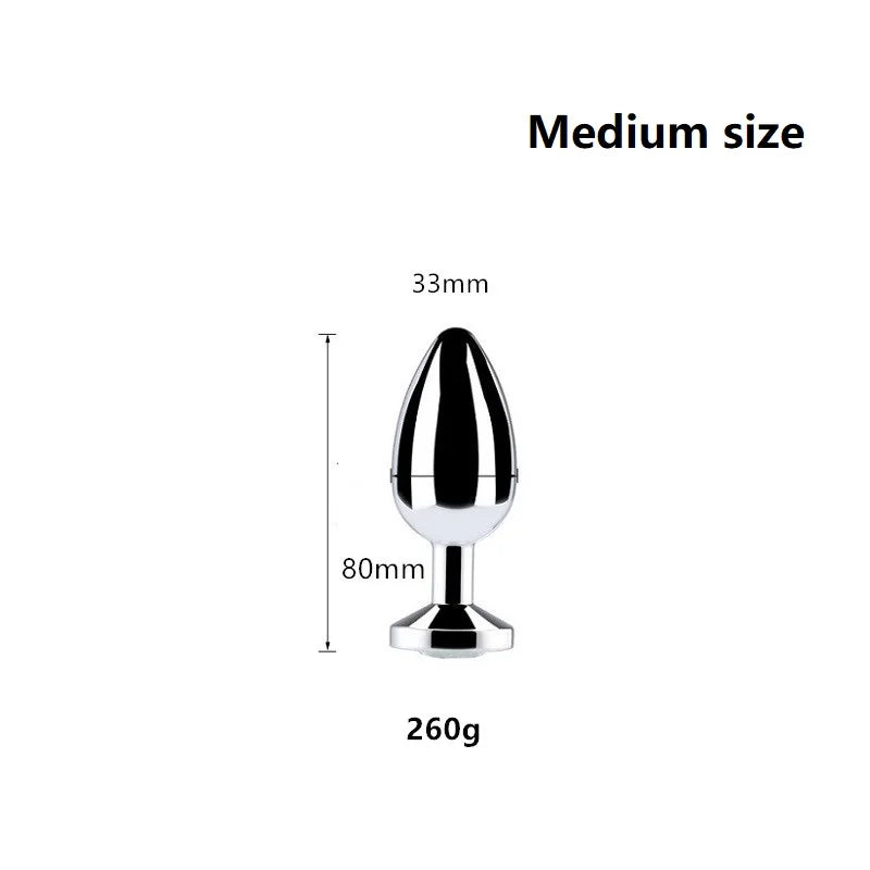 Real Stainless steel huge heavy small medium large size set jewerly Crystal Metal anal beads butt plug insert ass sex toy dildo