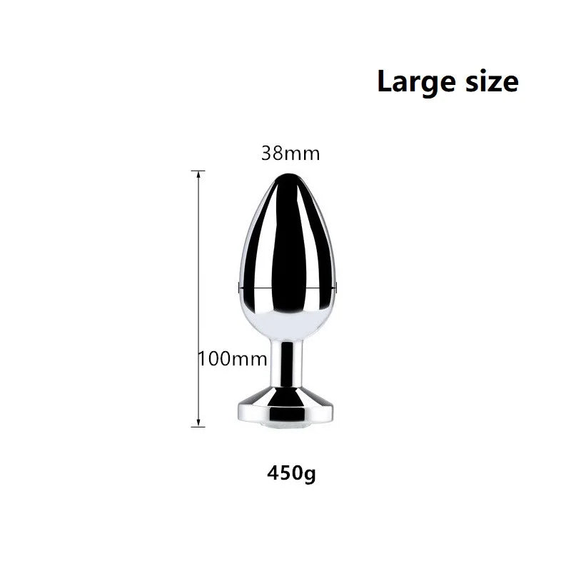 Real Stainless steel huge heavy small medium large size set jewerly Crystal Metal anal beads butt plug insert ass sex toy dildo