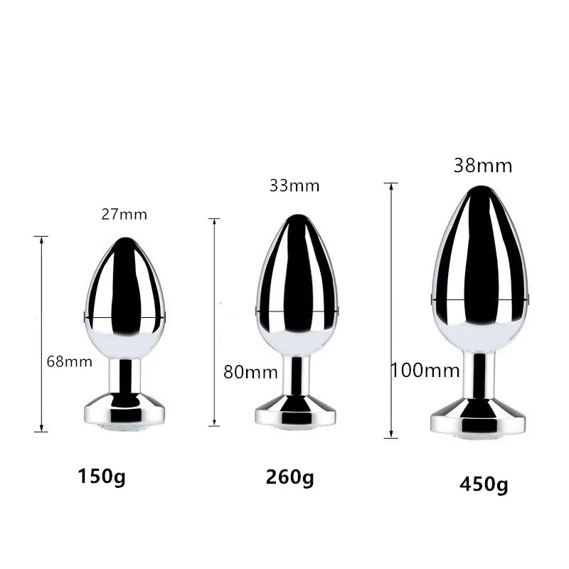 Real Stainless steel huge heavy small medium large size set jewerly Crystal Metal anal beads butt plug insert ass sex toy dildo