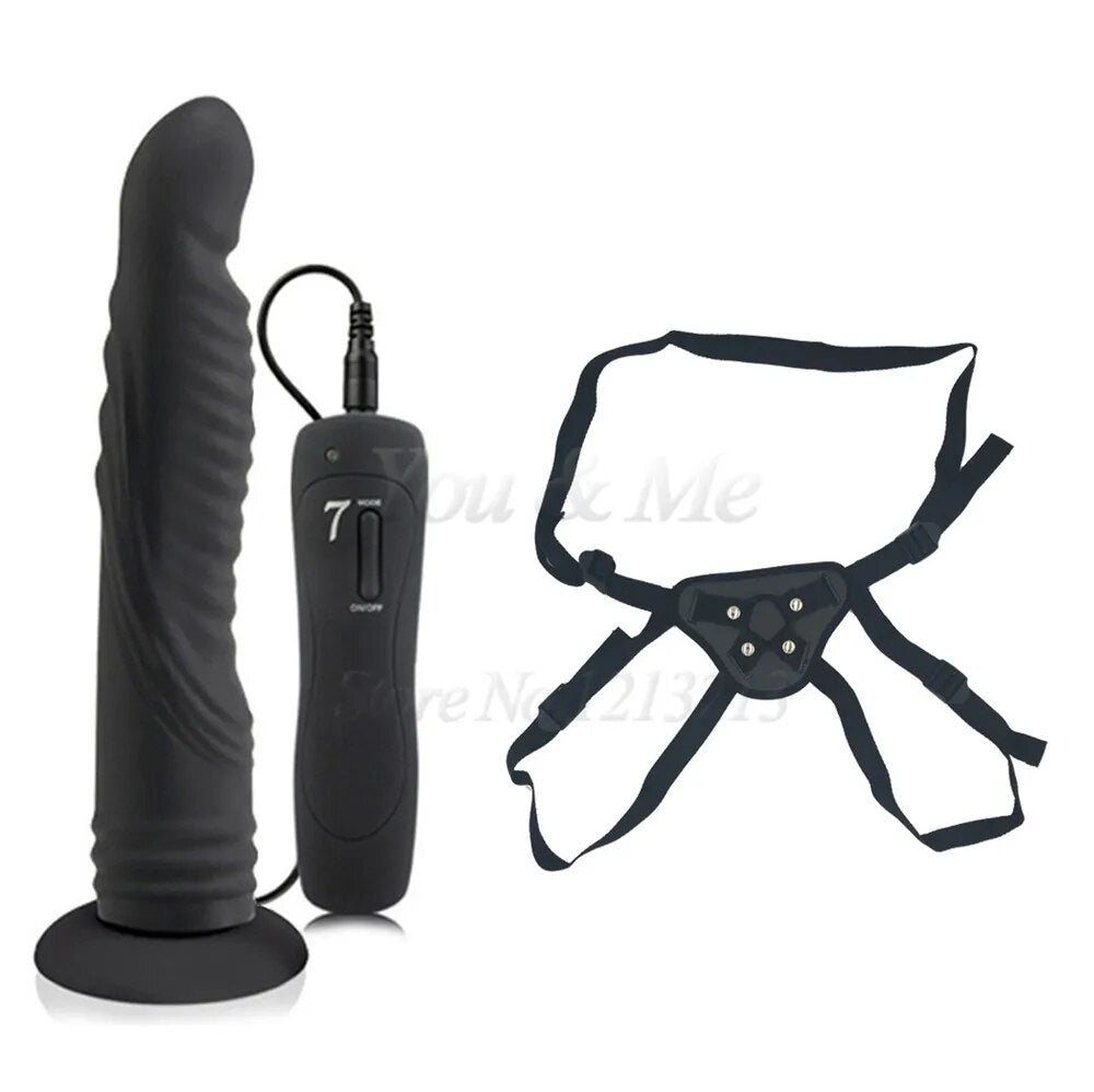 Realistic Big Dildo 7 Speeds Vibrator Silicone Strap on Huge Dildo Suction Cup Anal Vibrators Butt Plug Adult Sex Toys for Woman