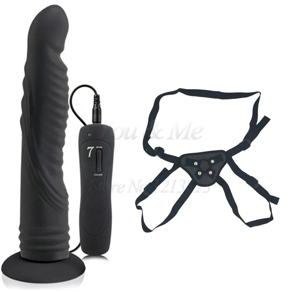 Realistic Big Dildo 7 Speeds Vibrator Silicone Strap on Huge Dildo Suction Cup Anal Vibrators Butt Plug Adult Sex Toys for Woman