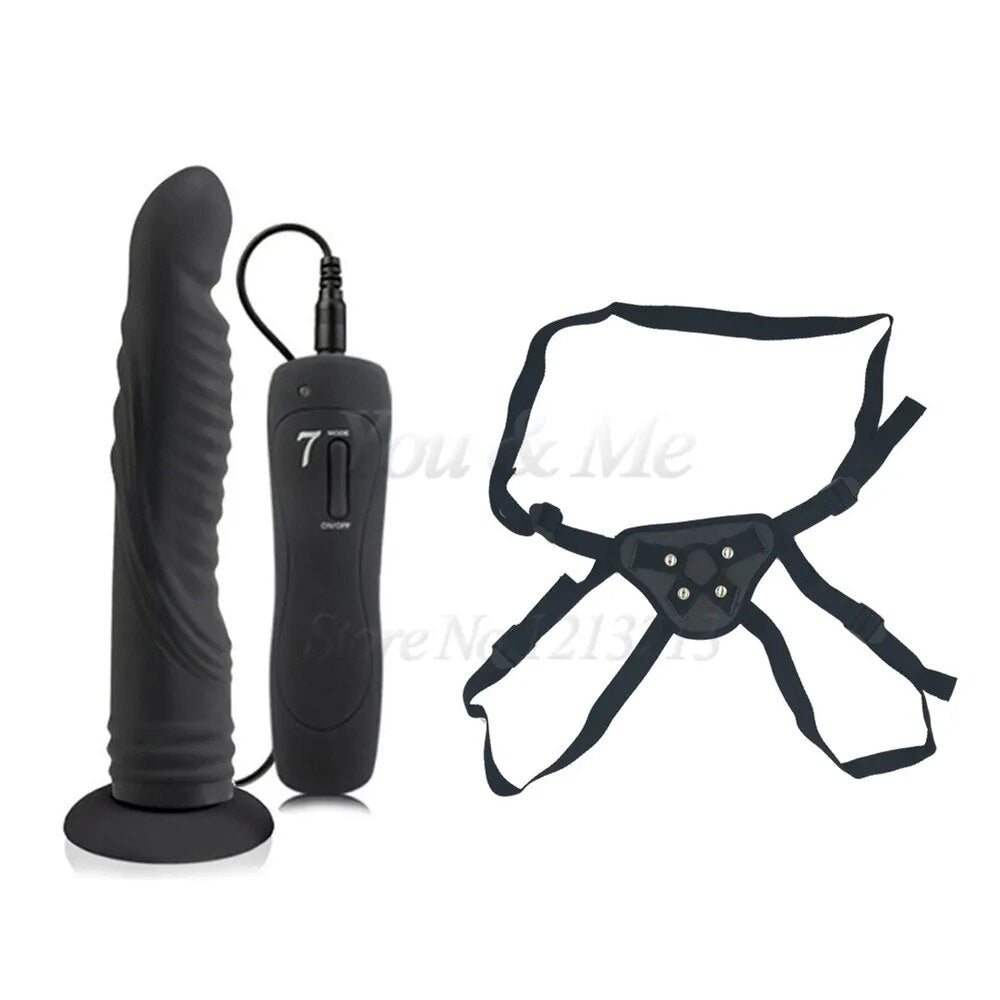 Realistic Big Dildo 7 Speeds Vibrator Silicone Strap on Huge Dildo Suction Cup Anal Vibrators Butt Plug Adult Sex Toys for Woman