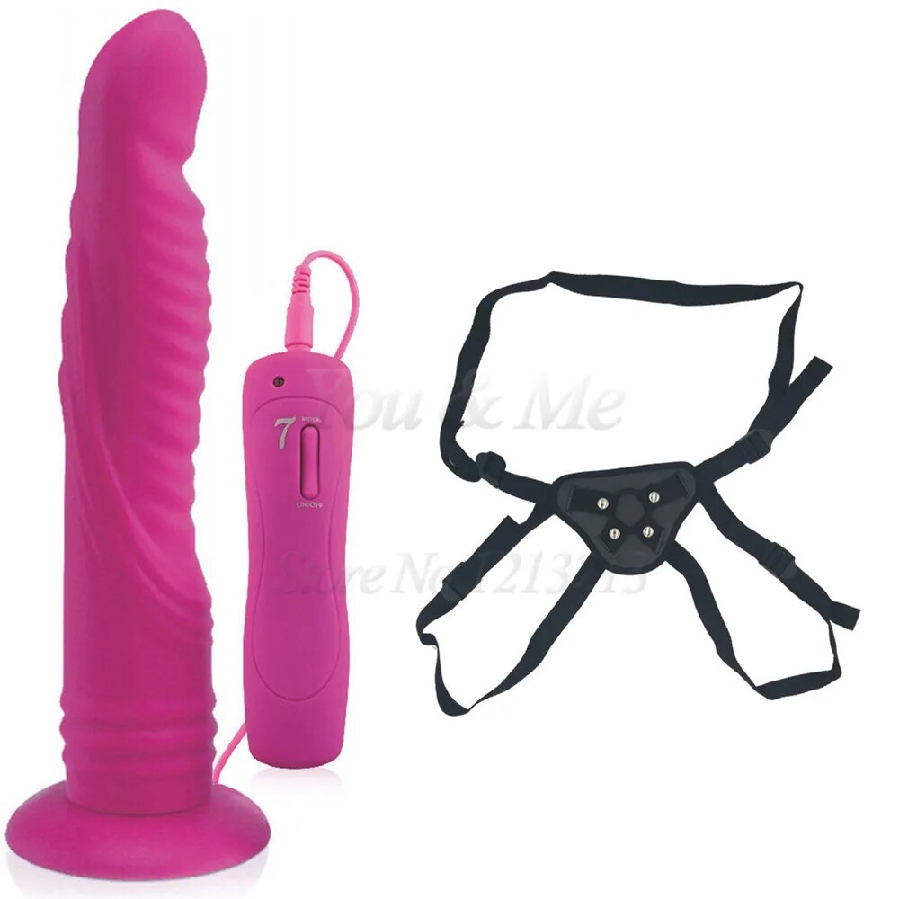 Realistic Big Dildo 7 Speeds Vibrator Silicone Strap on Huge Dildo Suction Cup Anal Vibrators Butt Plug Adult Sex Toys for Woman