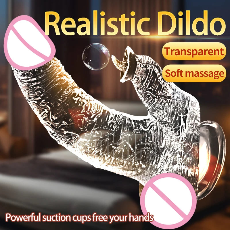 Realistic Clear 7.87In Cute Dildo Adult Sex Toys With Suction Cup Dildo Clitoral Stimulation Suitable For Beginner Women/Men/Gay