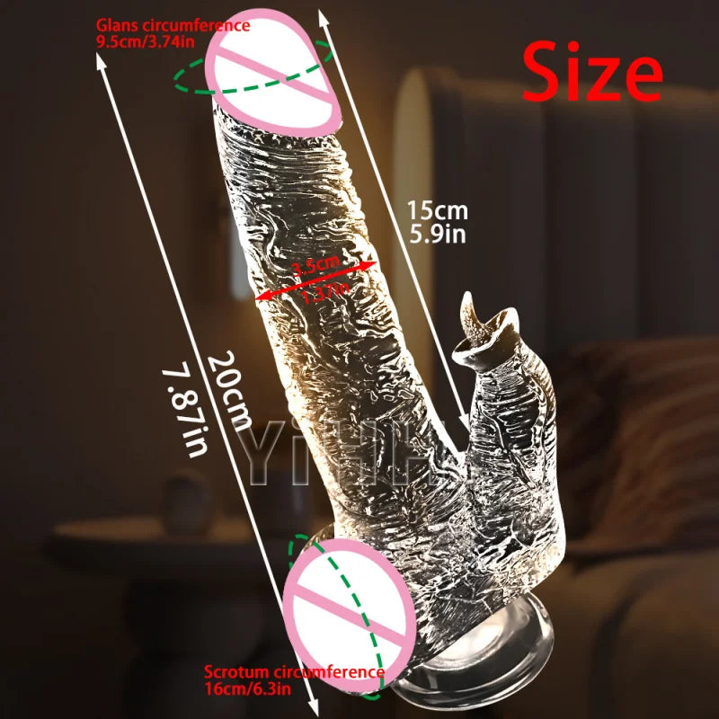 Realistic Clear 7.87In Cute Dildo Adult Sex Toys With Suction Cup Dildo Clitoral Stimulation Suitable For Beginner Women/Men/Gay