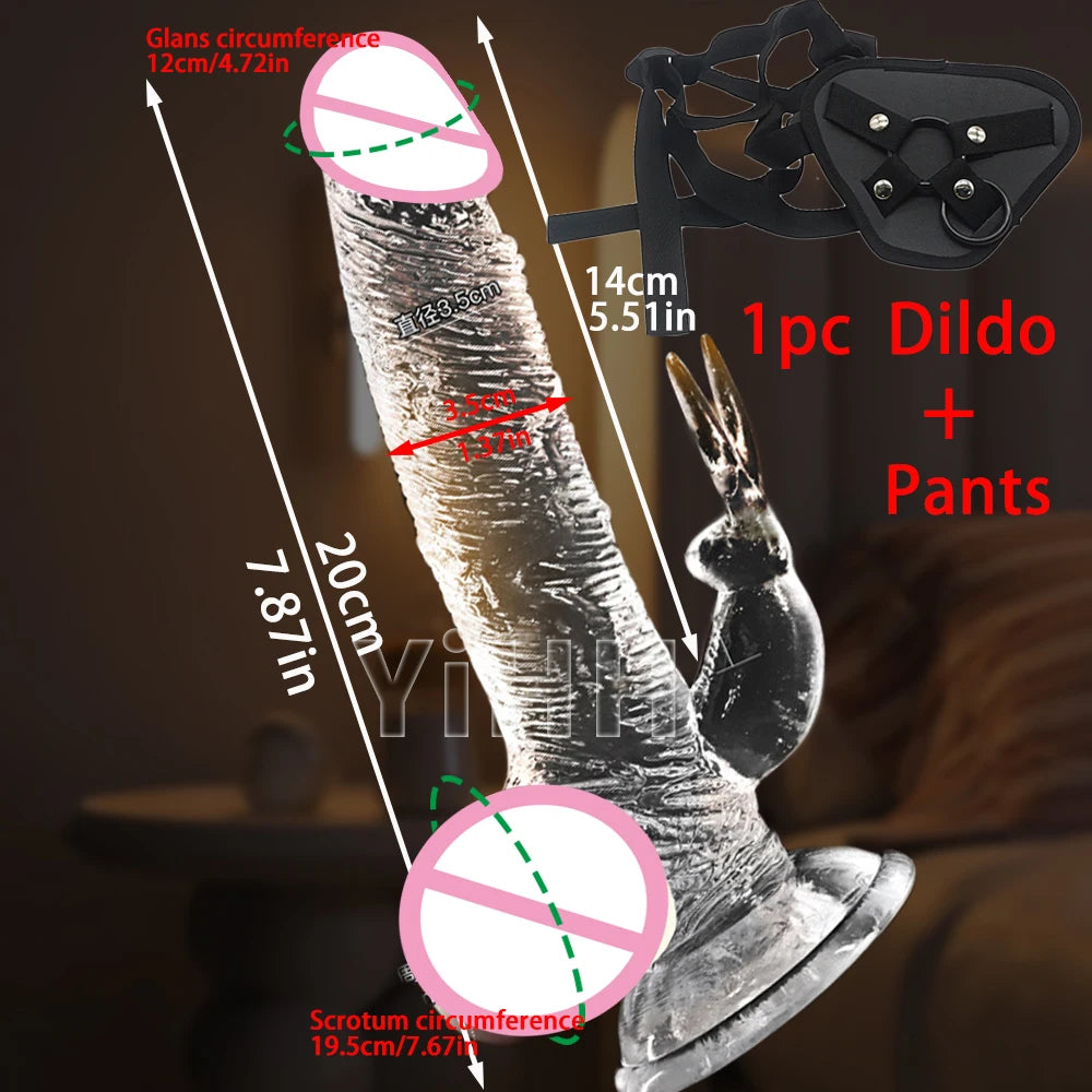 Realistic Clear 7.87In Cute Dildo Adult Sex Toys With Suction Cup Dildo Clitoral Stimulation Suitable For Beginner Women/Men/Gay