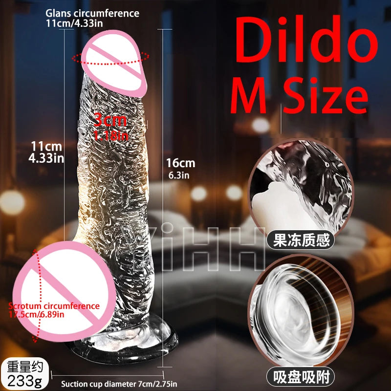 Realistic Clear 7.87In Cute Dildo Adult Sex Toys With Suction Cup Dildo Clitoral Stimulation Suitable For Beginner Women/Men/Gay