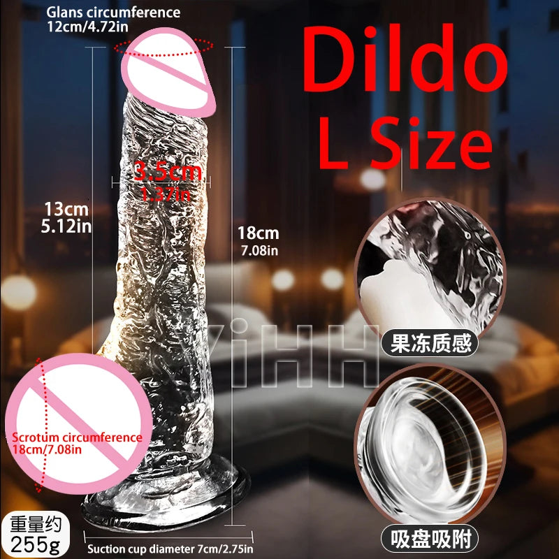 Realistic Clear 7.87In Cute Dildo Adult Sex Toys With Suction Cup Dildo Clitoral Stimulation Suitable For Beginner Women/Men/Gay