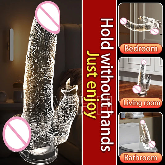 Realistic Clear 7.87In Cute Dildo Adult Sex Toys With Suction Cup Dildo Clitoral Stimulation Suitable For Beginner Women/Men/Gay