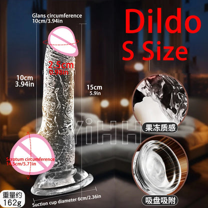 Realistic Clear 7.87In Cute Dildo Adult Sex Toys With Suction Cup Dildo Clitoral Stimulation Suitable For Beginner Women/Men/Gay