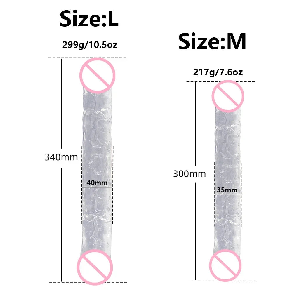 Realistic Dildo Double Ended Dildo Sex Toys for Woman Erotic Soft Long Jelly Dildo for Lesbian Flexible Big Penis Masturbator