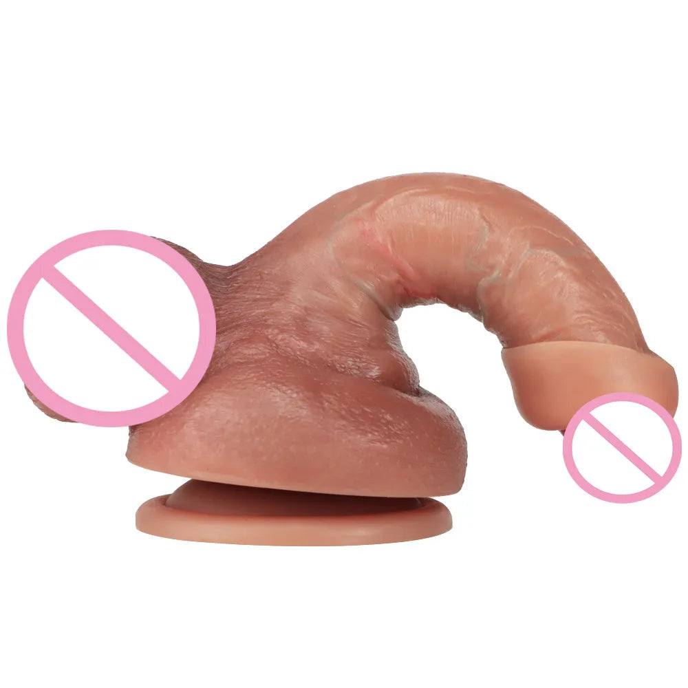 Realistic Dildo Double Foreskin Thick Glans Penis Strong Suction Cup Prostate Massager Lesbian Strap on Dildo Sex Toys for Women