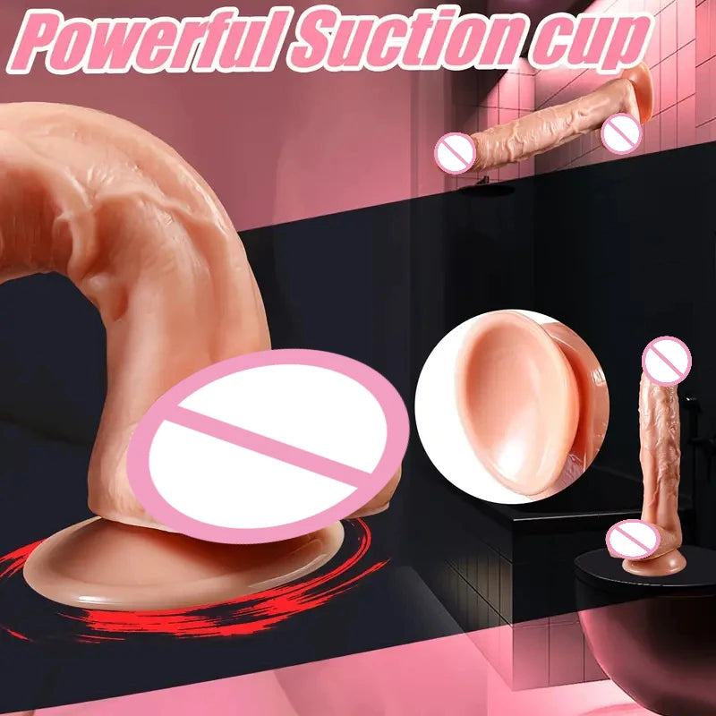 Realistic Dildo with Strap Silicone Penis Balanus with Suction Cup for Women Masturbation Anal Vaginal G Spot Sex Toys for Adult