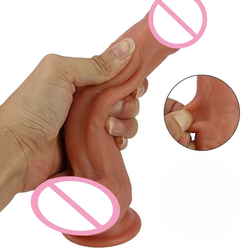 Realistic Dildo with Strap Silicone Penis Balanus with Suction Cup for Women Masturbation Anal Vaginal G Spot Sex Toys for Adult