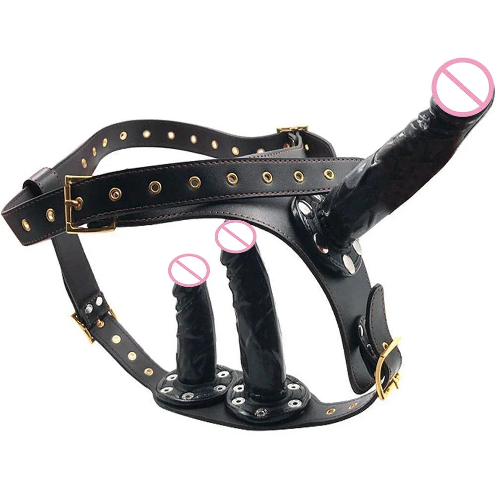 Realistic Dildos Lesbian Wearable Strapon Panties Chastity with Penis Set Fetish Body Harness Couples Flirting G Spot Sex Toy