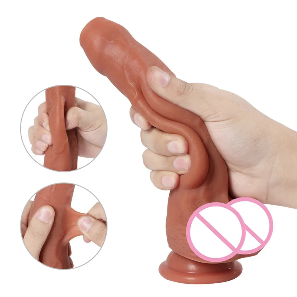 Realistic Dildos for Women Foreskin Dildo Anal Vaginal Stimulation Strapon Soft Penis Skin Feel Big Penis Sex Toys for Woman