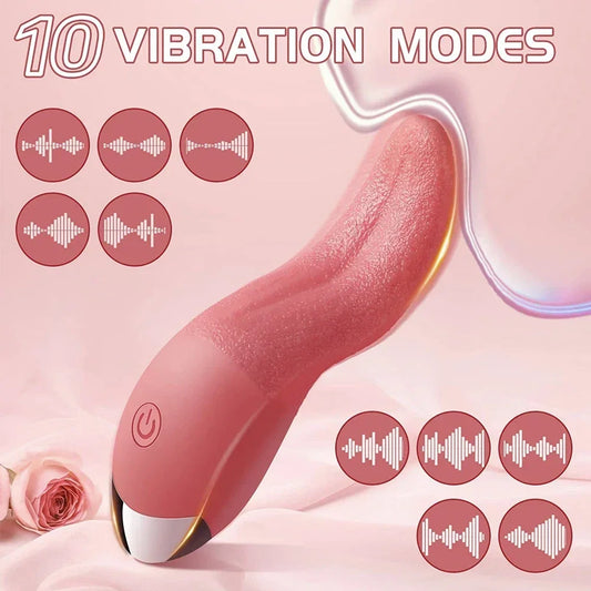 Realistic Licking Tongue Toy Vibrator For Female 10 Speeds G-Spot Nipples Clitoral Stimulation Sex Toys for Women Adults Couple