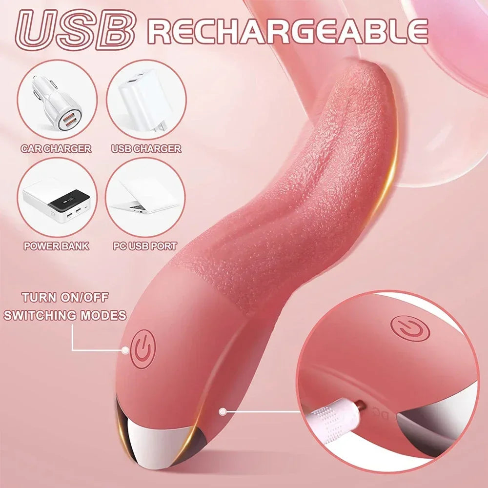 Realistic Licking Tongue Toy Vibrator For Female 10 Speeds G-Spot Nipples Clitoral Stimulation Sex Toys for Women Adults Couple