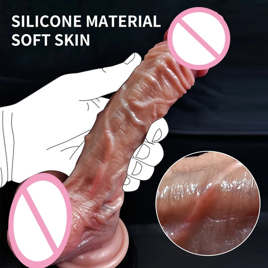 Realistic Male Penis Dildo Silicone Sliding Foreskin Adult Erotic Toy Suitable for Couples Lesbian Anal Sex Toys G-Spot Dildos