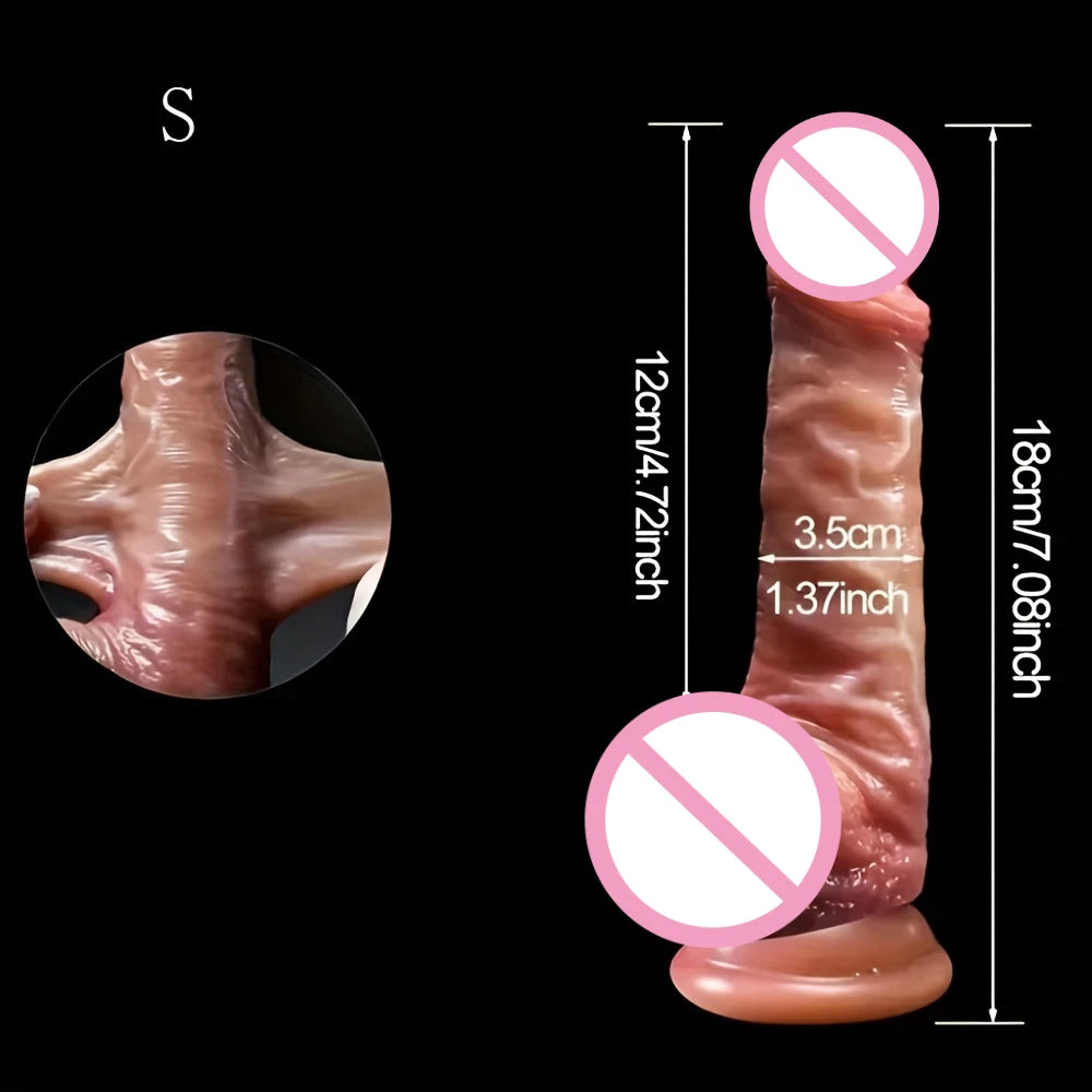 Realistic Male Penis Dildo Silicone Sliding Foreskin Adult Erotic Toy Suitable for Couples Lesbian Anal Sex Toys G-Spot Dildos