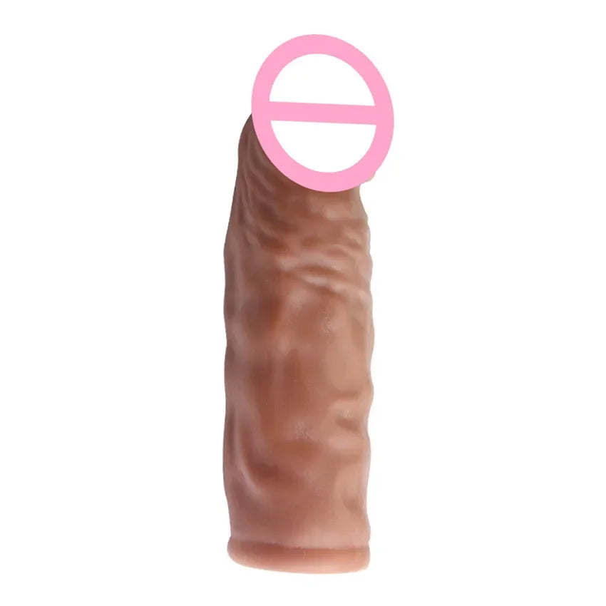 Realistic Penis Extension Cock Sleeve Reusable Silicone Penis Enlarger Delay Condoms For Men Dildo Enhancer Sex Toys