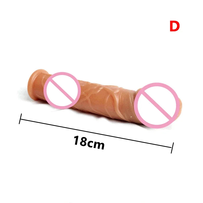 Realistic Penis Extension Cock Sleeve Reusable Silicone Penis Enlarger Delay Condoms For Men Dildo Enhancer Sex Toys