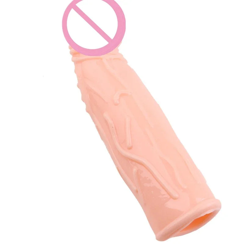 Realistic Penis Extension Cock Sleeve Reusable Silicone Penis Enlarger Delay Condoms For Men Dildo Enhancer Sex Toys