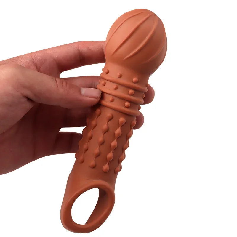 Realistic Penis Extension Cock Sleeve Reusable Silicone Penis Enlarger Delay Condoms For Men Dildo Enhancer Sex Toys