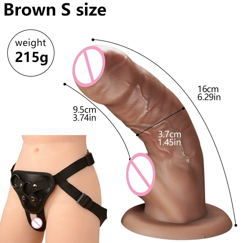 Realistic Skin Dildos Soft Silicone Sliding Foreskin Penis Suction Cup Female Masturbator Small Dick Sex Toy For Women Gay