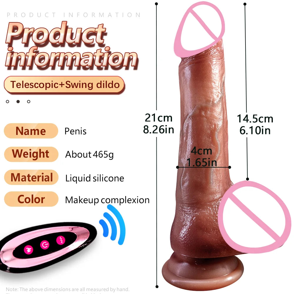 Realistic Woman's dildo Vibration Telescopic swinging electric penis G-spot stimulator female sex toy penis vibrator large penis