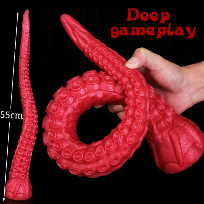 Red Tentacle Long Anal Dildo Silicone Sex Toys For Women men Fantasy Realistic Fake Penis Adult Anal Plug Masturbation Massage