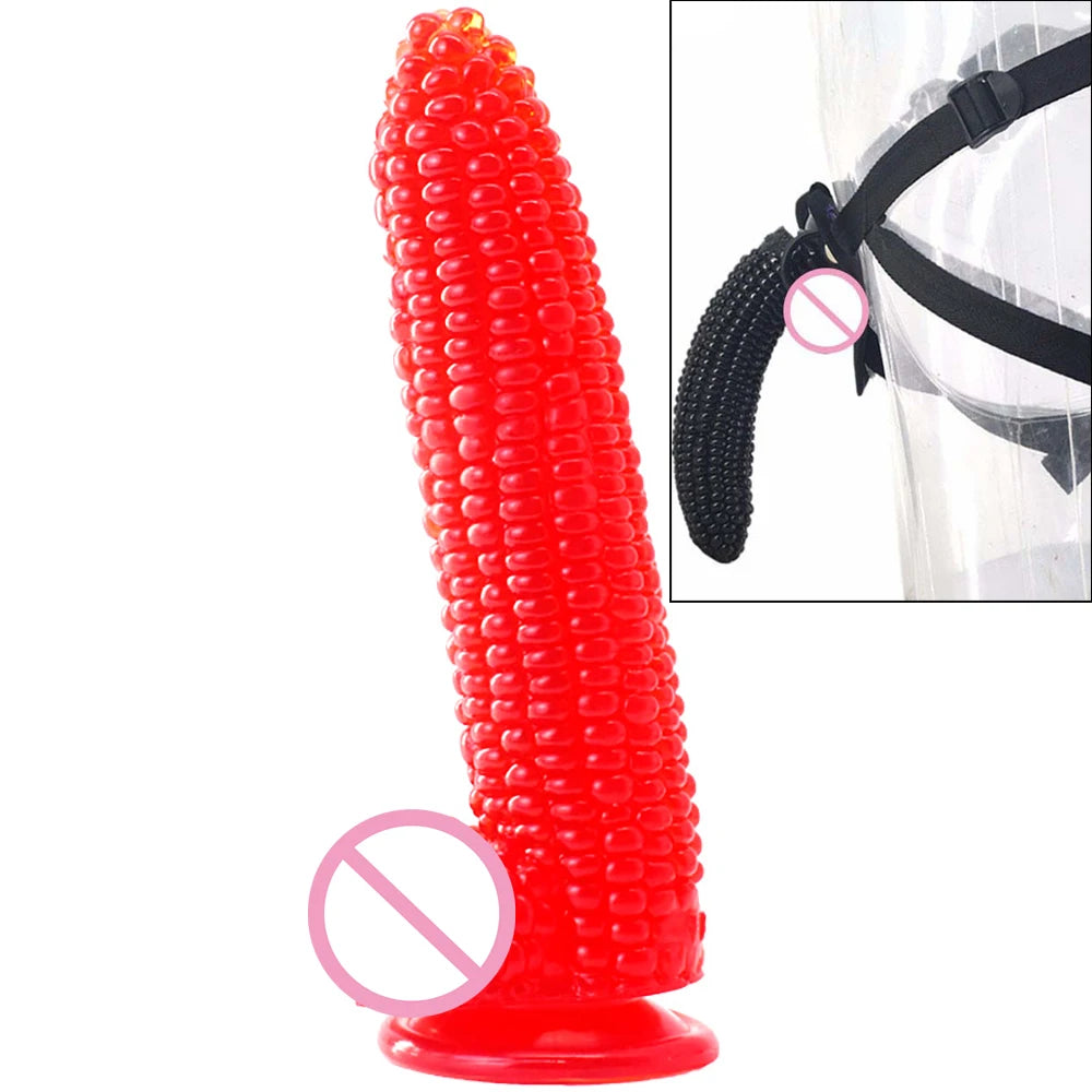 Red Transparent Dildo Panties Realistic Corn Penis Strap-on Dildo Butt Plug Anal Plug Belt Gay Dick Sex Toys For Couples Lesbian