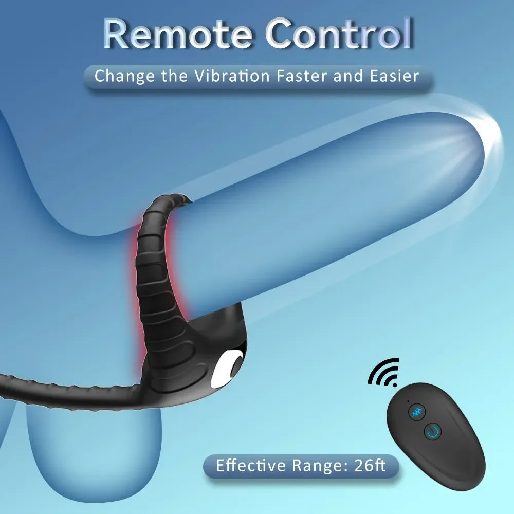 Remote Control Silicone Anal Butt Plug Pull Beads With Cock Ring Vibration  Prostate Massager Sex Toy For Men Adult Games