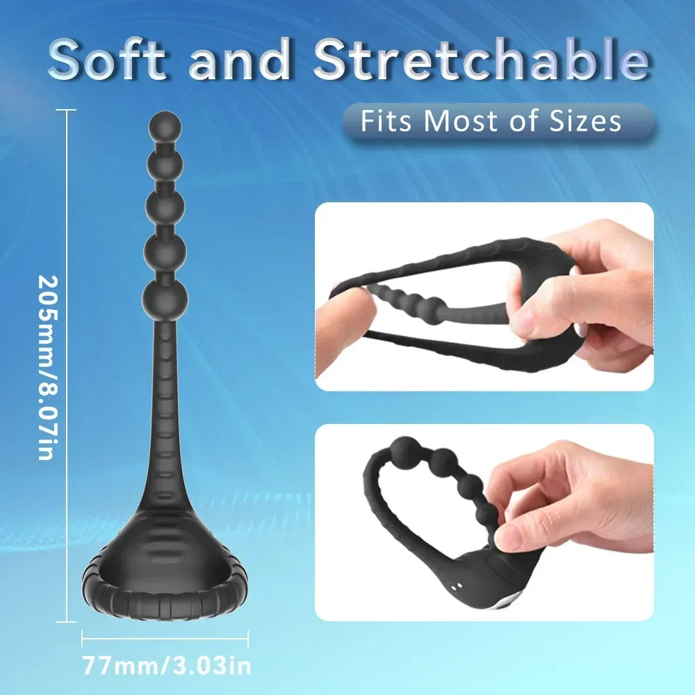 Remote Control Silicone Anal Butt Plug Pull Beads With Cock Ring Vibration  Prostate Massager Sex Toy For Men Adult Games