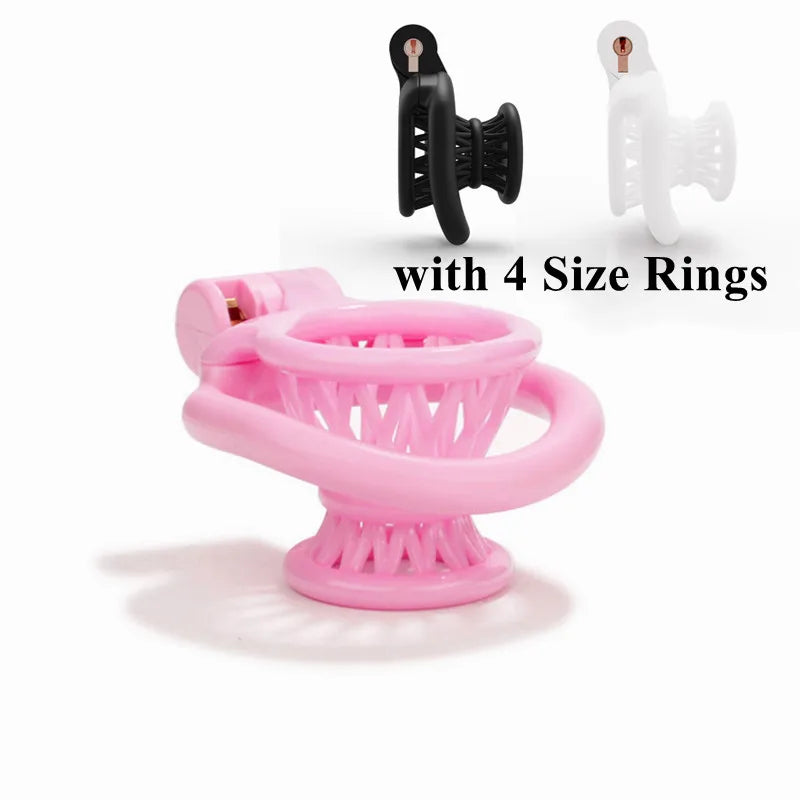 Resin Negative Chastity Cage for Men Sissy Lightweight Cock Lock with 4 Size Penis Rings Lock Device BDSM Adults Sex Toys Shop