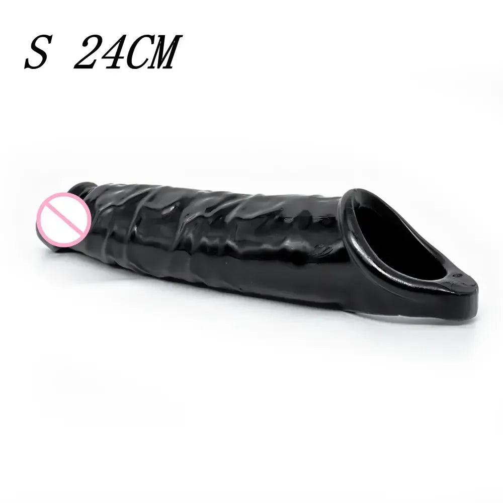 Reusable Big Penis Sleeve Penis Extender Silicone Condom Cock Extension Dick Enlargemen Delayed Ejaculation Sex Toys for Men