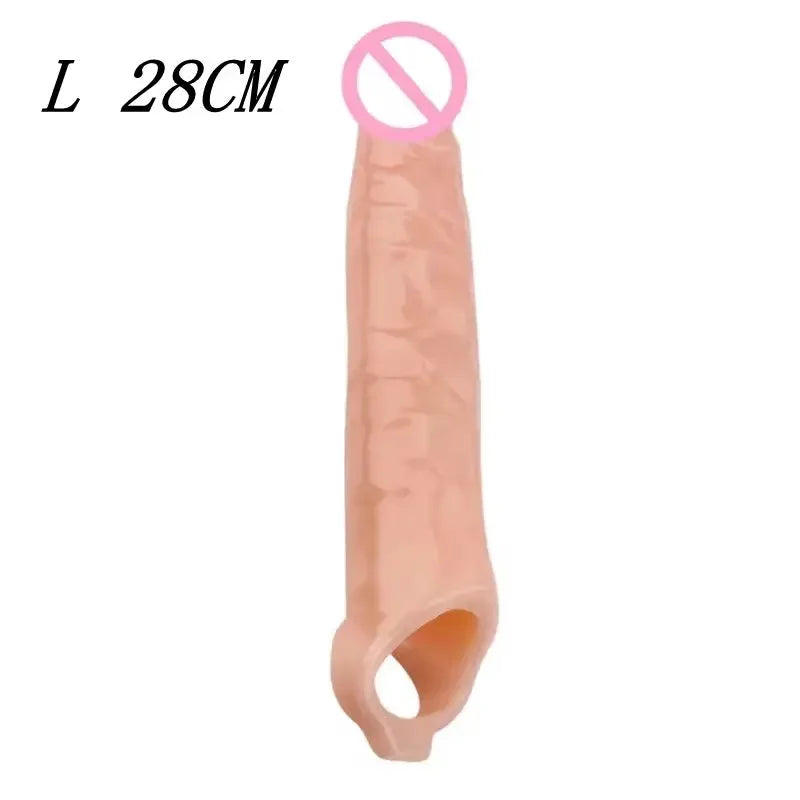 Reusable Big Penis Sleeve Penis Extender Silicone Condom Cock Extension Dick Enlargemen Delayed Ejaculation Sex Toys for Men