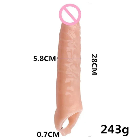 Reusable Big Penis Sleeve Penis Extender Silicone Condom Cock Extension Dick Enlargemen Delayed Ejaculation Sex Toys for Men