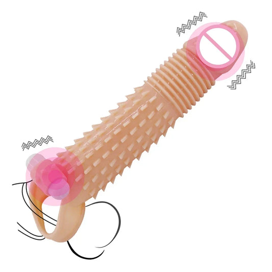 Reusable Cock Sleeve Penis Enlargement Condoms Sex Toys For Men Gay Extender Vibrating Delayed Ejaculation Adults Products 18+